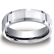 7mm Cobaltchrome High Polished Beveled Edge Comfort-Fit Men's Ring
