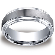 8mm Cobaltchrome Satin Center Double Step Edge Wedding Ring