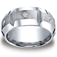 10mm Cobaltchrome 3-Stone Grooved Diamond Men's Benchmark  Ring