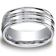 8mm Cobaltchrome Satin & Polished Grooved Wedding Ring