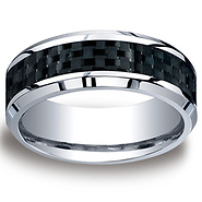 8mm Cobaltchrome Black Carbon Fiber Inlay Wedding Ring