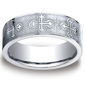 7mm CobaltChrome Christian Budded Cross Benchmark Ring