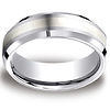 7mm Satin Silver Inlay Comfort-Fit Cobaltchrome Wedding Band