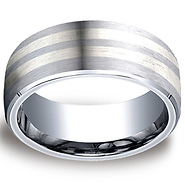 8mm Cobaltchrome Double Silver Inlay Wedding Band