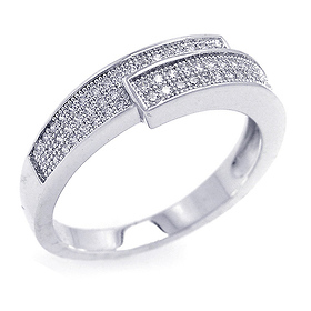 Overlap Bypass Sterling Silver Micropave CZ Ring