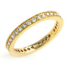 2mm Milgrain Pave Round-Cut CZ Eternity Ring in Sterling Silver Gold Overlay