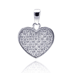 Glittering Sterling Silver CZ Heart Pendant