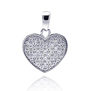 Glittering Sterling Silver CZ Heart Pendant