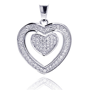 Sterling Silver CZ Double Heart Pendant