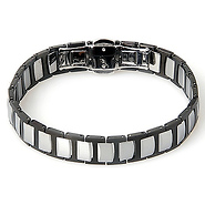 Folded Link Two-Tone Black Tungsten Bracelet