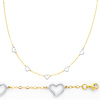 White Gold Whimsical Heart Link Necklace Bracelet Set in 14K Two-Tone Gold