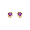 5mm Heart Birthstone Color CZ Stud Earrings in 14K Yellow Gold