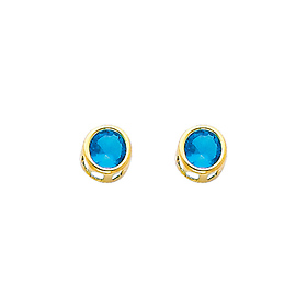 5mm Birthstone Color Round-Cut CZ Stud Earrings in 14K Yellow Gold