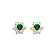 Flower Birthstone Color CZ Stud Earrings in 14K Yellow Gold thumb 0