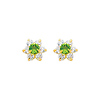 Flower Birthstone Color CZ Stud Earrings in 14K Yellow Gold