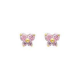 Butterfly Birthstone Color CZ Stud Earrings in 14K Yellow Gold