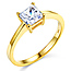 1-CT Basket Prong Princess-Cut Solitaire CZ Engagement Ring in 14K Yellow Gold