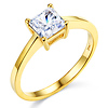 1-CT Basket Prong Princess-Cut Solitaire CZ Engagement Ring in 14K Yellow Gold