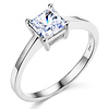 1-CT Basket Prong Princess-Cut Solitaire CZ Engagement Ring in 14K White Gold