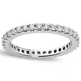 2mm Round-Cut Cubic Zirconia Eternity Ring Band in Sterling Silver (Rhodium)
