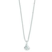 White Ice .925 Sterling Silver 0.10 TCW Drop Diamond Charm Necklace