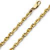 4mm 14K Yellow Gold Men's Diamond-Cut Rope Chain Necklace 20-26in