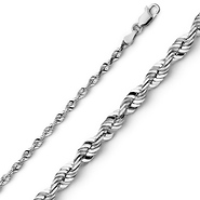 2.5mm 14K White Gold Diamond-Cut Rope Chain Necklace 16-24in