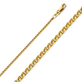 1.7mm 14K Yellow Gold Flat Open Spiga Wheat Chain Necklace 16-22in