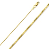 0.8mm 14K Yellow Gold Solid Snake Chain Necklace 16-20in