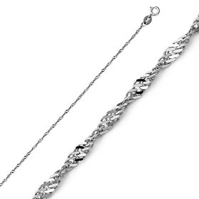 0.9mm 14K White Gold Singapore Chain Necklace 16-20in
