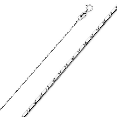 1mm Solid 14K White Gold Snail Link Chain Necklace 16-20in