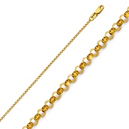 1.6mm 14K Yellow Gold Diamond-Cut Angled Rolo Cable Chain Necklace 16-24in