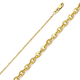 1.6mm 14K Yellow Gold Solid Diamond-Cut Beveled Cable Chain Necklace 16-22in