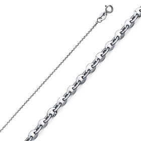 1.2mm 14K White Gold Diamond-Cut Beveled Cable Chain Necklace 16-22in