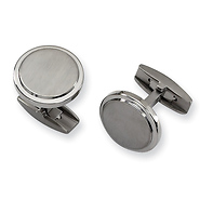 Round Titanium Brushed & Polished Cuff Links