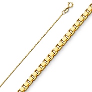 0.6mm 14K Yellow Gold Box Link Chain Necklace 16-22in