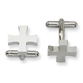 Stainless Steel Polished Cross Cuff Links