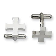 Stainless Steel Polished Cross Cuff Links