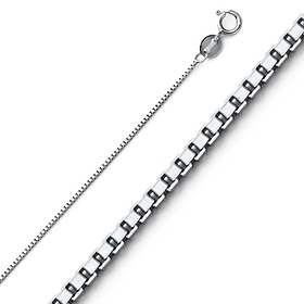 0.6mm 14K White Gold Box Link Chain Necklace 16-24in