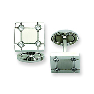 Stainless Steel Square CZ Polished Cuff Links