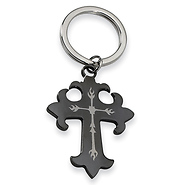 Black Stainless Steel Gothic Cross Key Ring