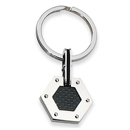 Stainless Steel Black Carbon Fiber Hexagon Key Ring