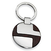 Stainless Steel Wood Grain Finish Polished Key Ring