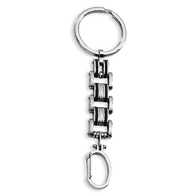 Stainless Steel Black Rubber Linked Key Ring