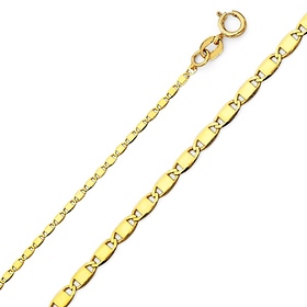 1.3mm Solid 14K Yellow Gold Valentino Chain Necklace 16-22in