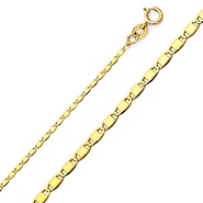 1.3mm 14K Yellow Gold Valentino Chain Necklace 16-22in
