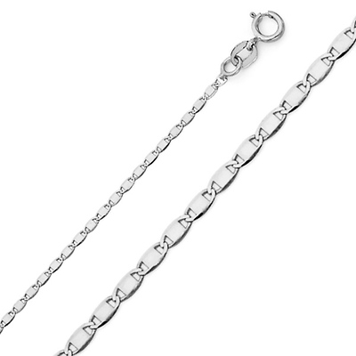 1.3mm 14K White Gold Solid Valentino Chain Necklace 16-22in