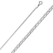 1.5mm 14K White Gold Mariner Chain Necklace 16-22in