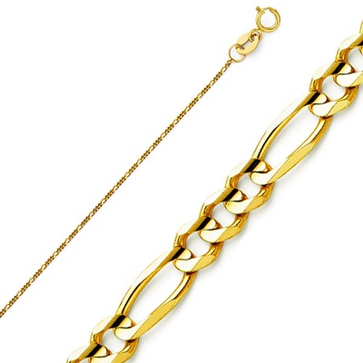 0.9mm 14K Yellow Gold Figaro Link Chain Necklace 16-20in