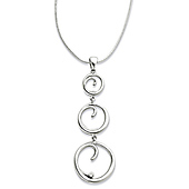 White Ice Diamond Accent Three Circle Sterling Silver Necklace
